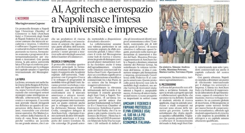 estratto il mattino notizia ai agritech amcham e petrone group